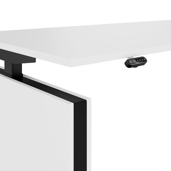 MOTION 2-Motoren-Schreibtisch mit Sideboard | Elektrisch höhenverstellbar, 2000 x 1800 mm, Weiß