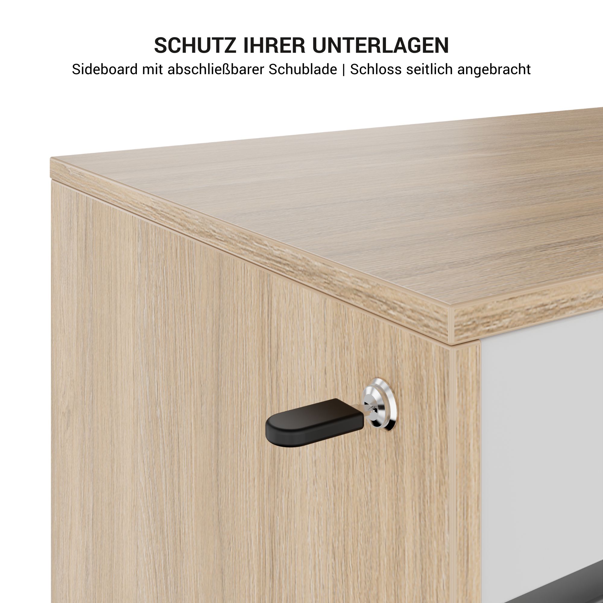 MOTION Bureau à 2 moteurs avec buffet | Réglable à hauteur électrique, 2000 x 1800 mm, gris perlé - 8 Main Image