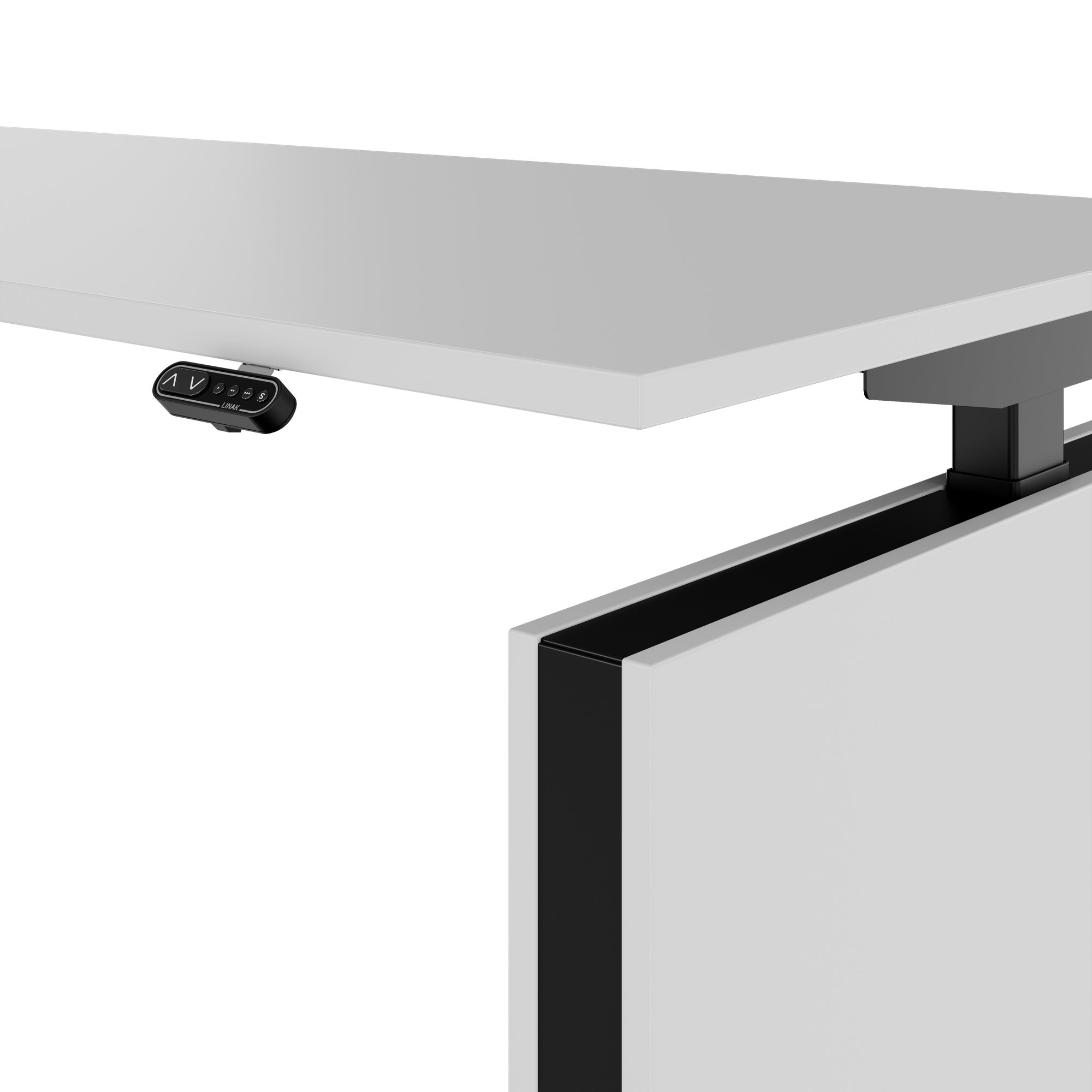 MOTION Bureau à 2 moteurs avec buffet | Réglable à hauteur électrique, 2000 x 1800 mm, gris perlé - 4 Main Image