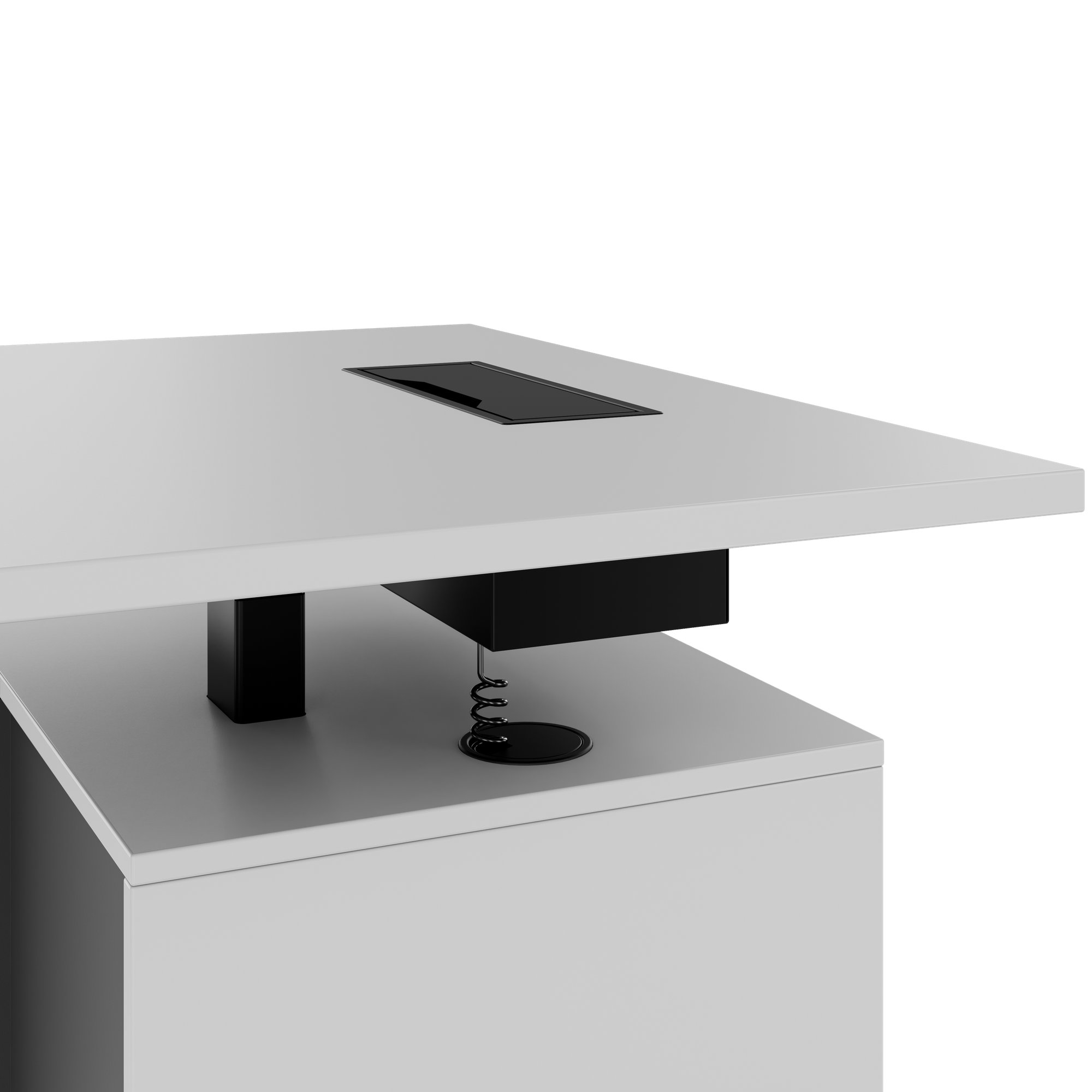 MOTION Bureau à 2 moteurs avec buffet | Réglable à hauteur électrique, 2000 x 1800 mm, gris perlé - 5 Main Image