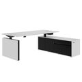 MOTION 2-Motoren-Schreibtisch mit Sideboard | Elektrisch höhenverstellbar, 2000 x 1800 mm, Perlgrau