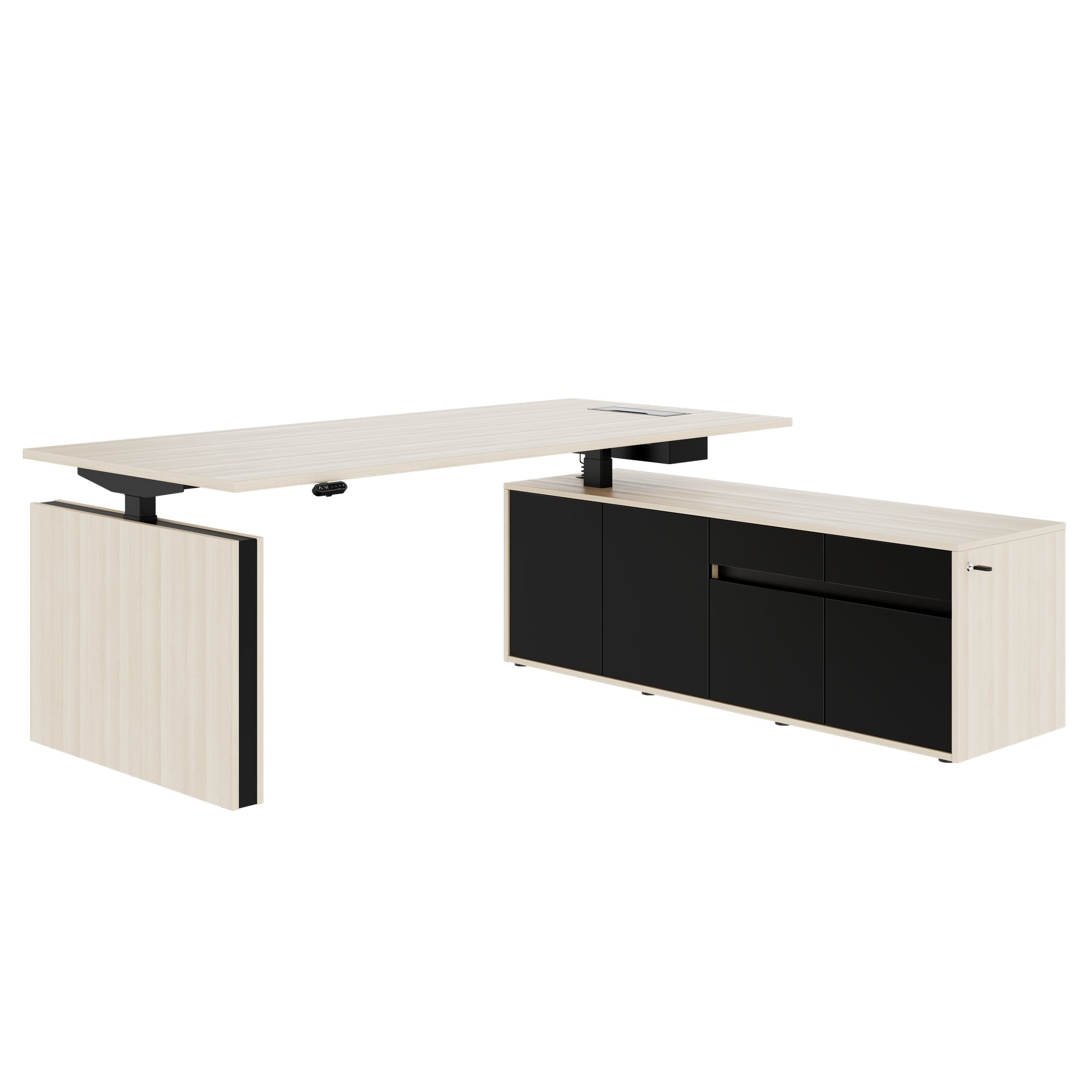 MOTION 2-Motoren-Schreibtisch mit Sideboard | Elektrisch höhenverstellbar, 2000 x 1800 mm, Sandesche - 1 Main Image