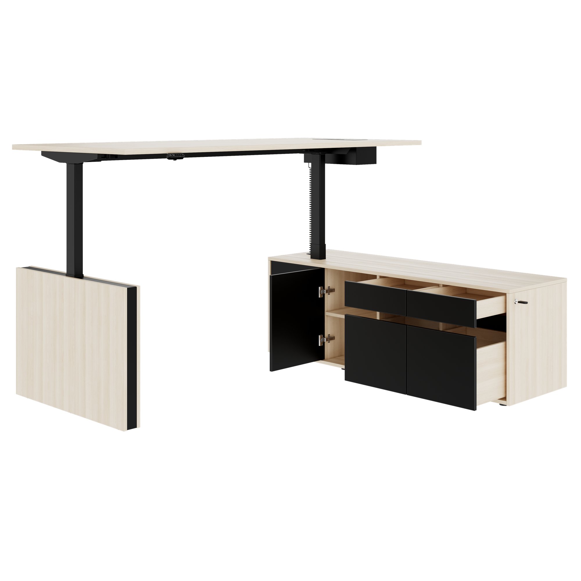 MOTION 2-Motoren-Schreibtisch mit Sideboard | Elektrisch höhenverstellbar, 2000 x 1800 mm, Sandesche - 7 Main Image