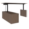 MOTION 2 motor desk with sideboard | Electrically height adjustable, 2000 x 1800 mm, walnut - 3 Thumbnail Image