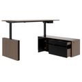 MOTION 2-Motoren-Schreibtisch mit Sideboard | Elektrisch höhenverstellbar, 2000 x 1800 mm, Nussbaum