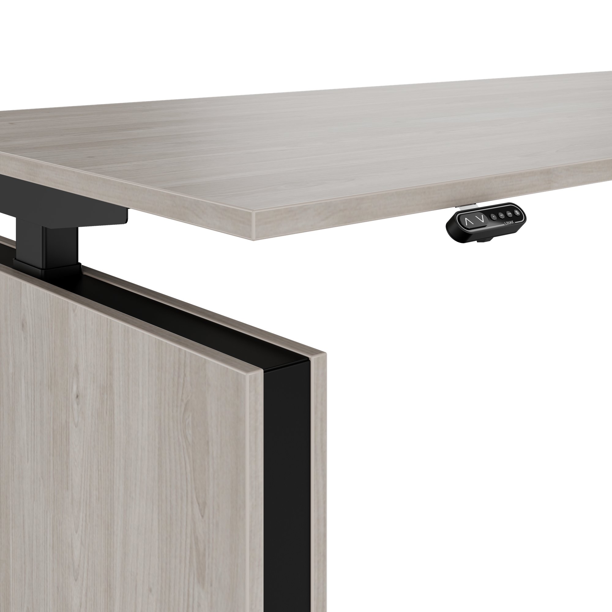 MOTION Bureau à 2 moteurs avec buffet | Réglable à hauteur électrique, 2000 x 1800 mm, gris de chêne nord - 4 Main Image