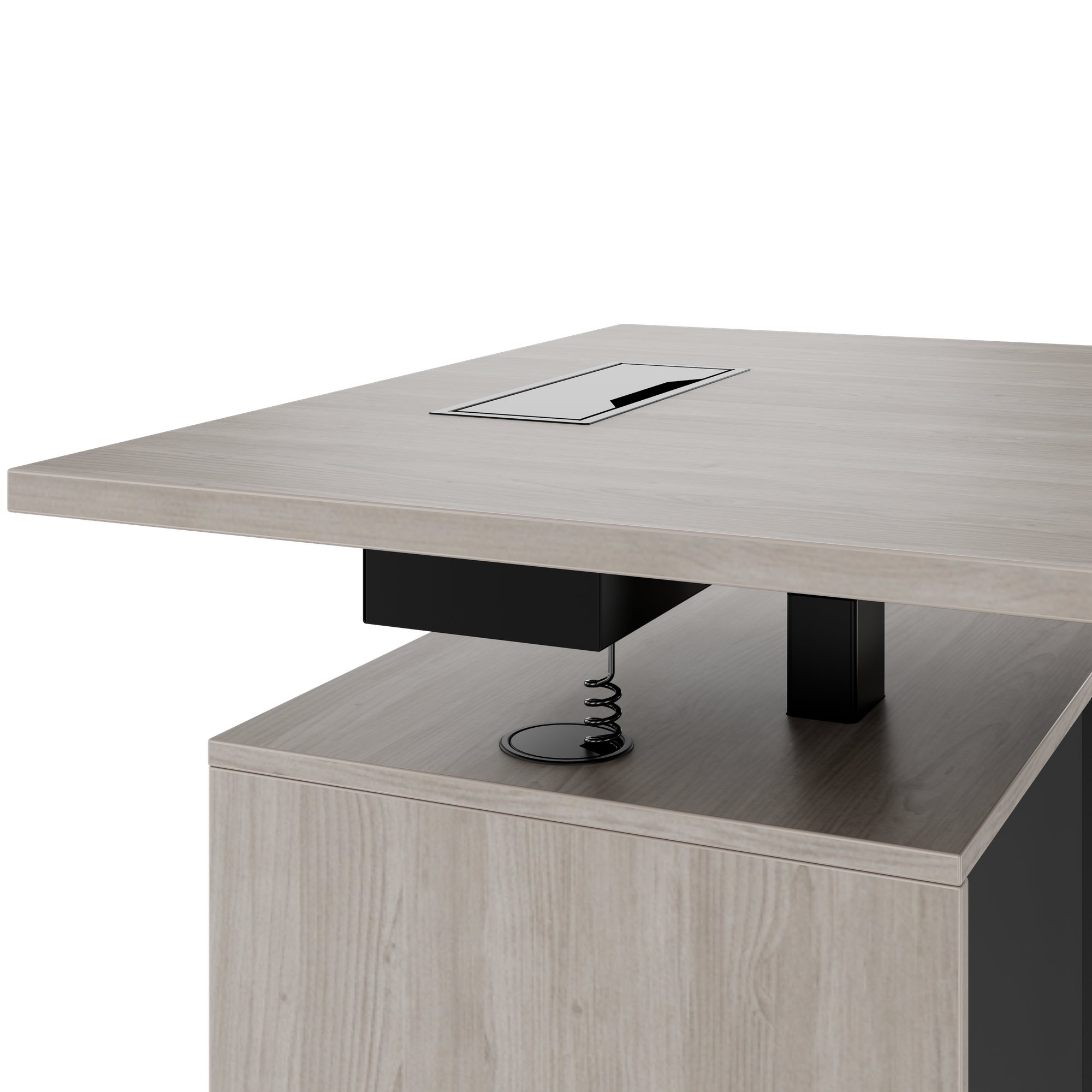 MOTION Bureau à 2 moteurs avec buffet | Réglable à hauteur électrique, 2000 x 1800 mm, gris de chêne nord - 5 Main Image