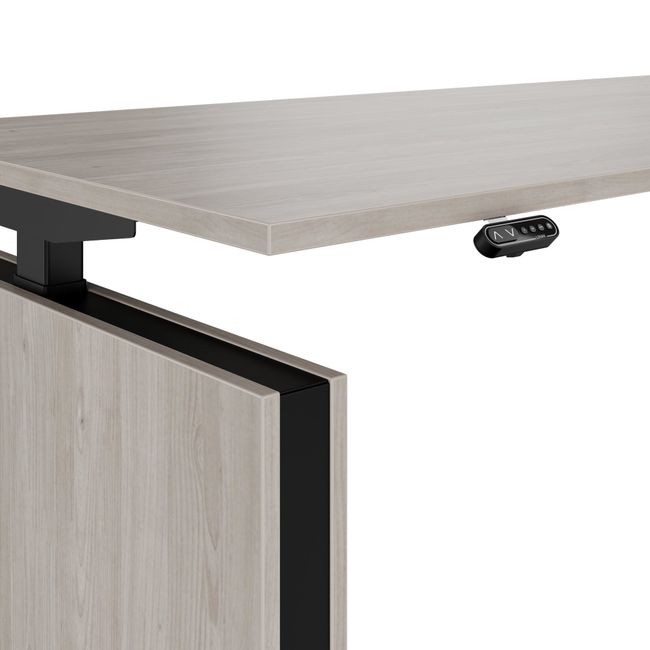 MOTION 2-Motoren-Schreibtisch mit Sideboard | Elektrisch höhenverstellbar, 2000 x 1800 mm, Nordeiche grau