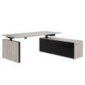 MOTION 2-Motoren-Schreibtisch mit Sideboard | Elektrisch höhenverstellbar, 2000 x 1800 mm, Nordeiche grau