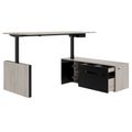 MOTION Bureau à 2 moteurs avec buffet | Réglable à hauteur électrique, 2000 x 1800 mm, gris de chêne nord - 7 Thumbnail Image