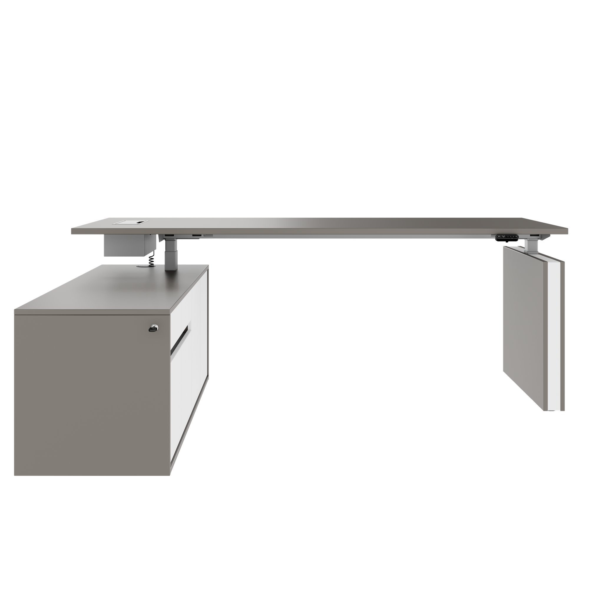 MOTION 2 motor desk with sideboard | Electrically height adjustable, 2000 x 1800 mm, Cubanite gray - 4 Main Image