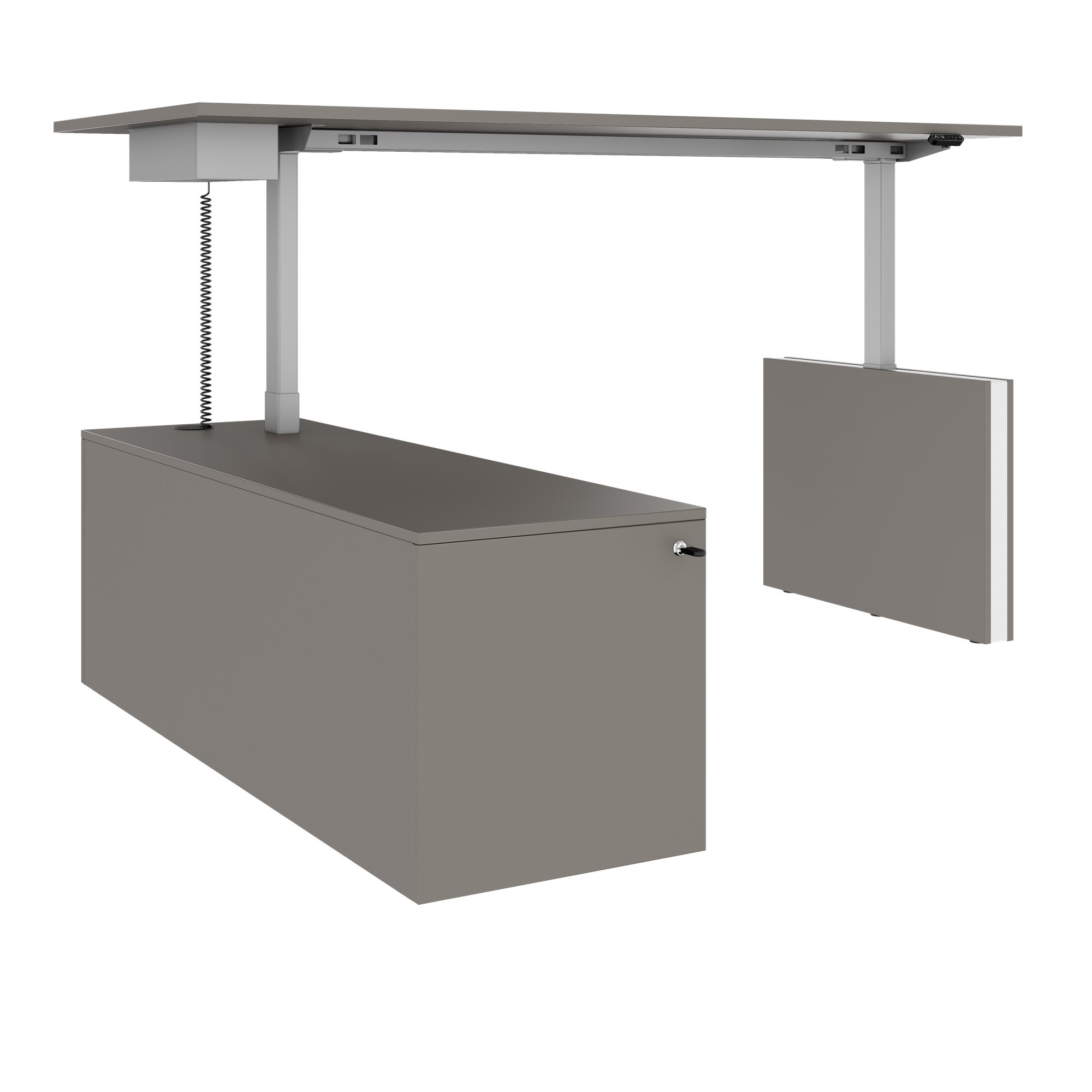 MOTION 2 motor desk with sideboard | Electrically height adjustable, 2000 x 1800 mm, Cubanite gray - 5 Main Image