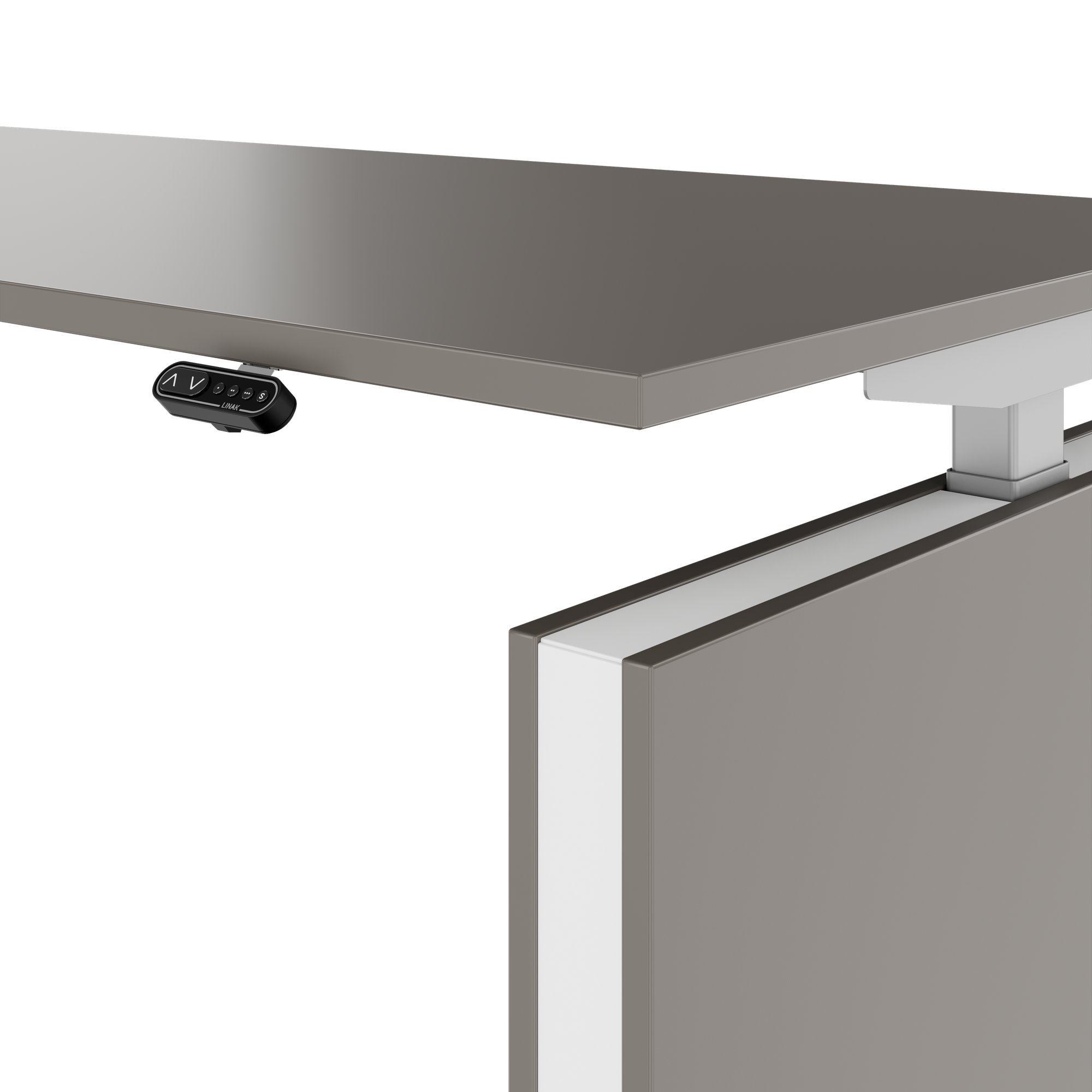 MOTION 2 motor desk with sideboard | Electrically height adjustable, 2000 x 1800 mm, Cubanite gray - 6 Main Image