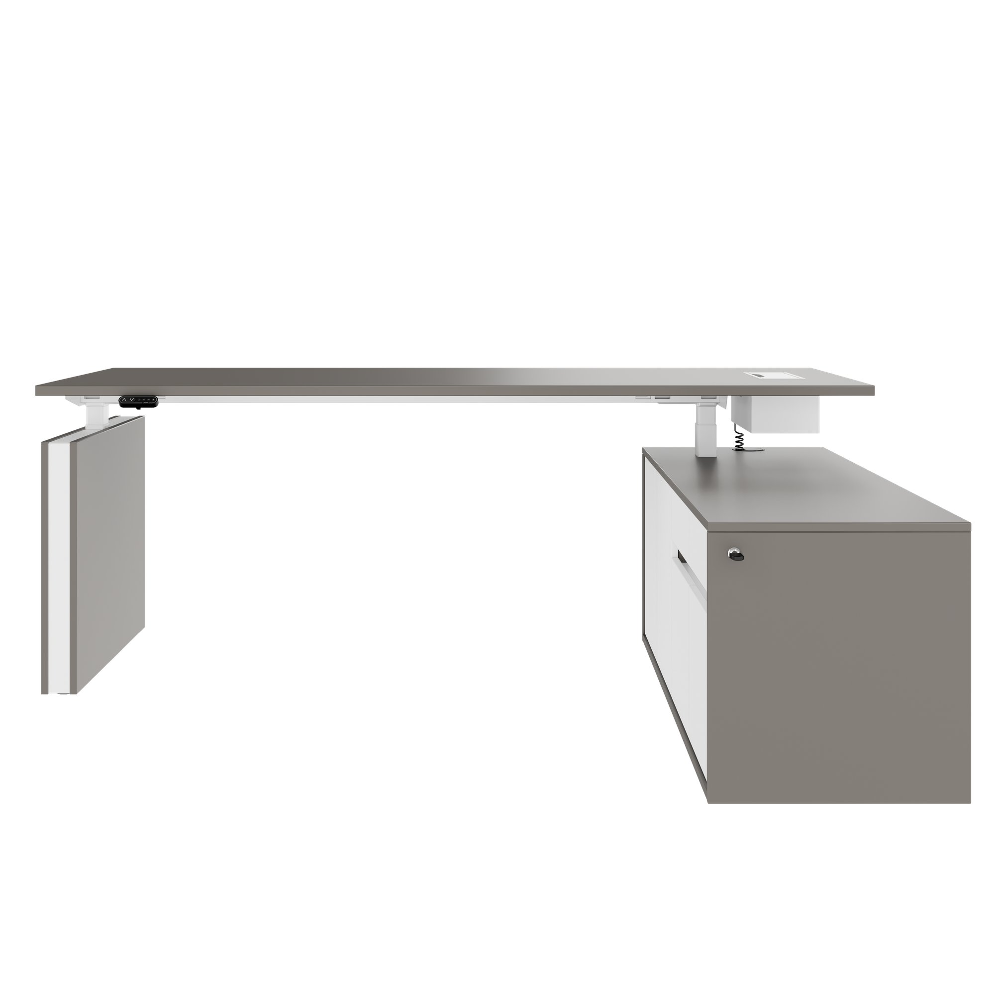 MOTION 2 motor desk with sideboard | Electrically height adjustable, 2000 x 1800 mm, Cubanite gray - 4 Main Image