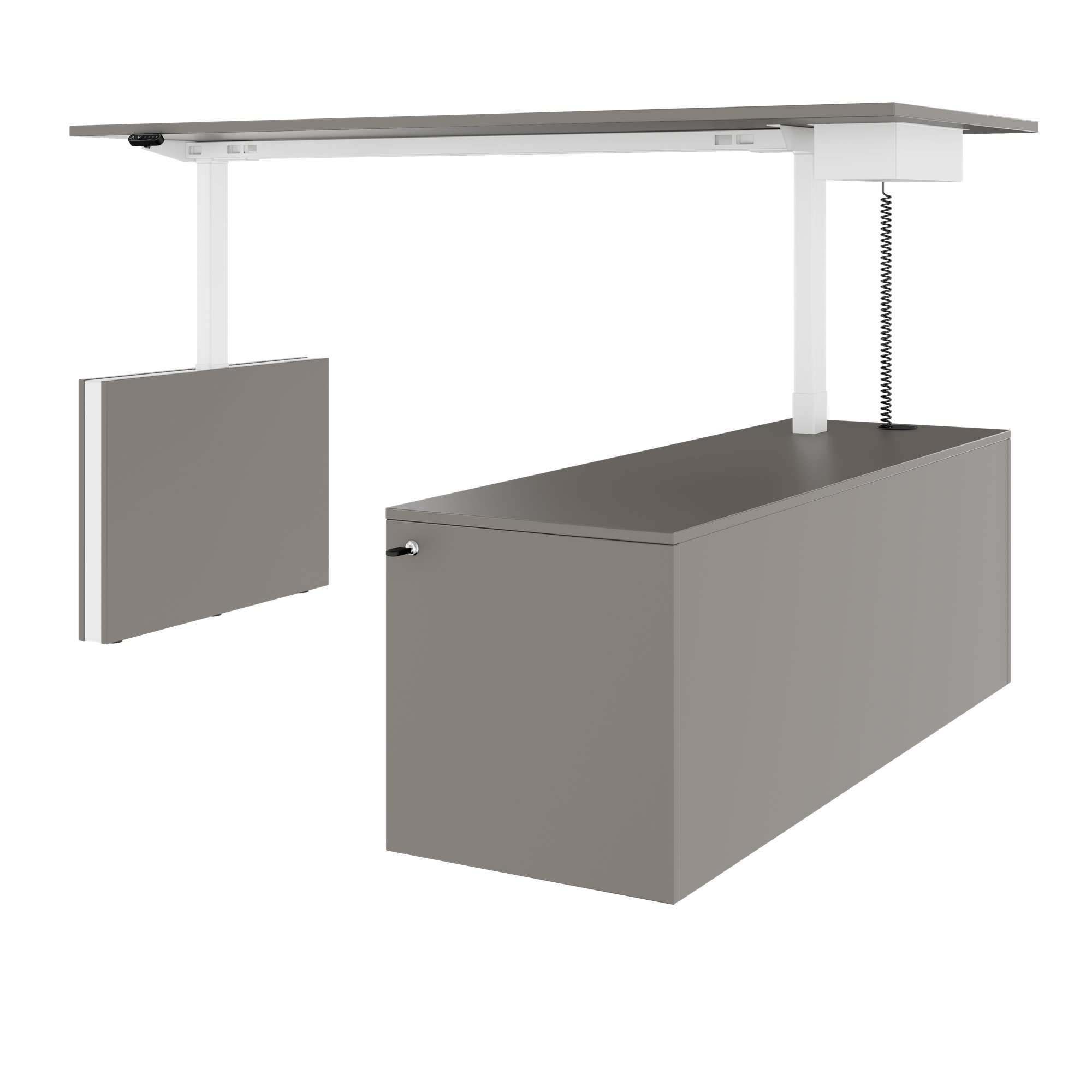 MOTION 2 motor desk with sideboard | Electrically height adjustable, 2000 x 1800 mm, Cubanite gray - 5 Main Image