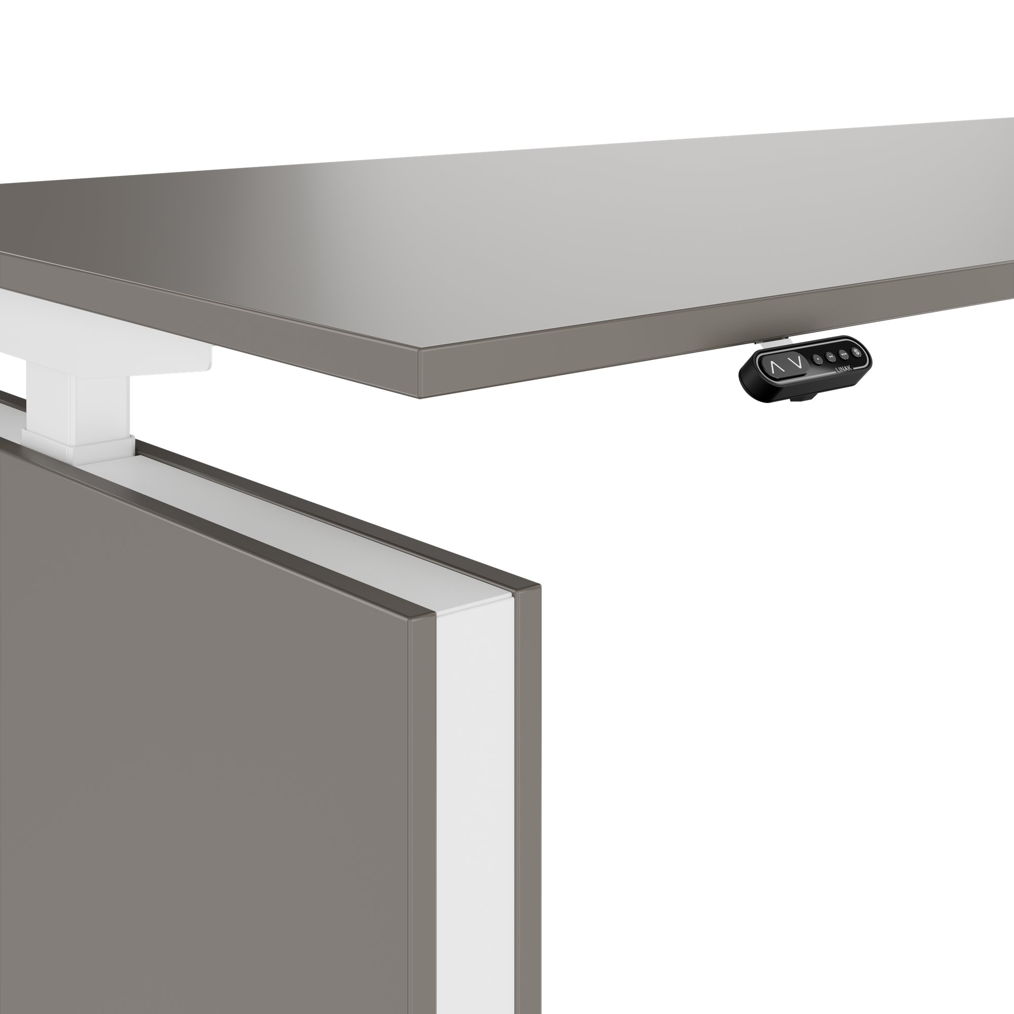 MOTION 2 motor desk with sideboard | Electrically height adjustable, 2000 x 1800 mm, Cubanite gray - 6 Main Image