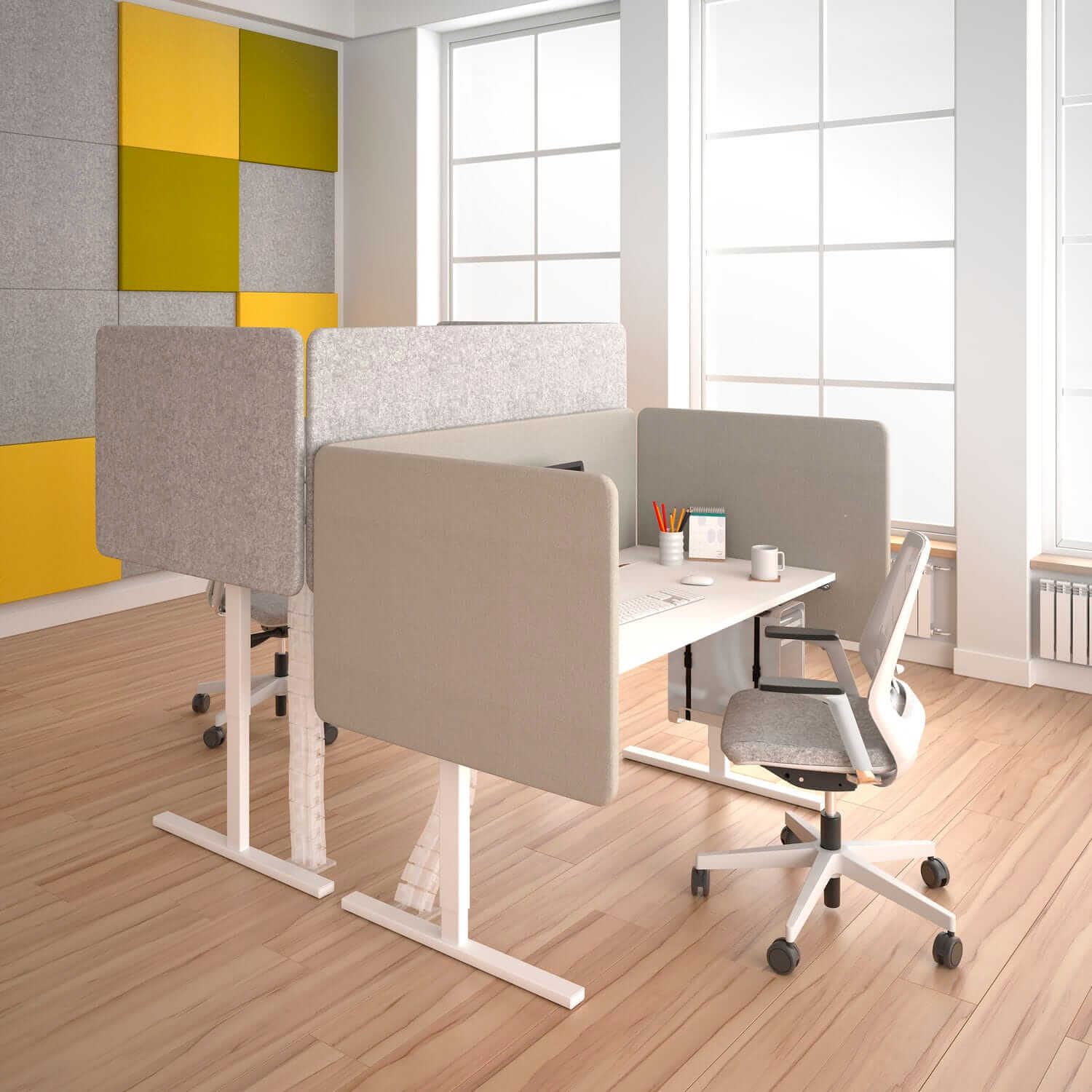 DESK acoustic table partition | 760 mm high, polyester cover BERTA - 3 Main Image