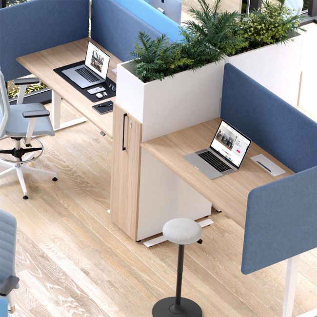 DESK Akustik-Tischtrennwand | 760 mm hoch, Polyesterbezug BERTA