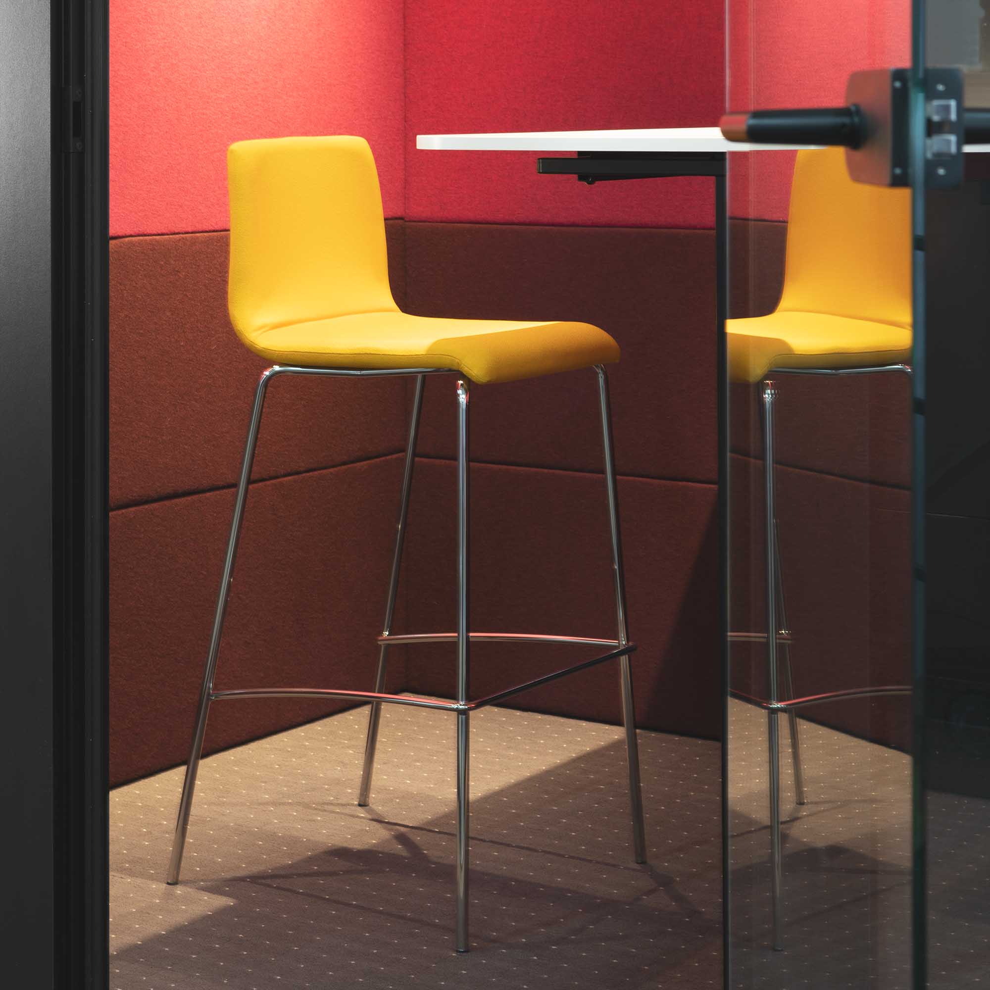 MOON Bar stool | Stackable, 4-foot frame, padded seat, polyester cover Lucia - 6 Main Image