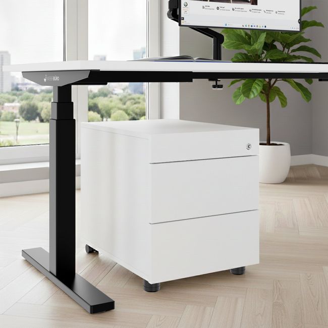 NOVA Rollcontainer | 2 XL-Schubladen + 1 Kleinteilefach, 600 mm tief, Weiß