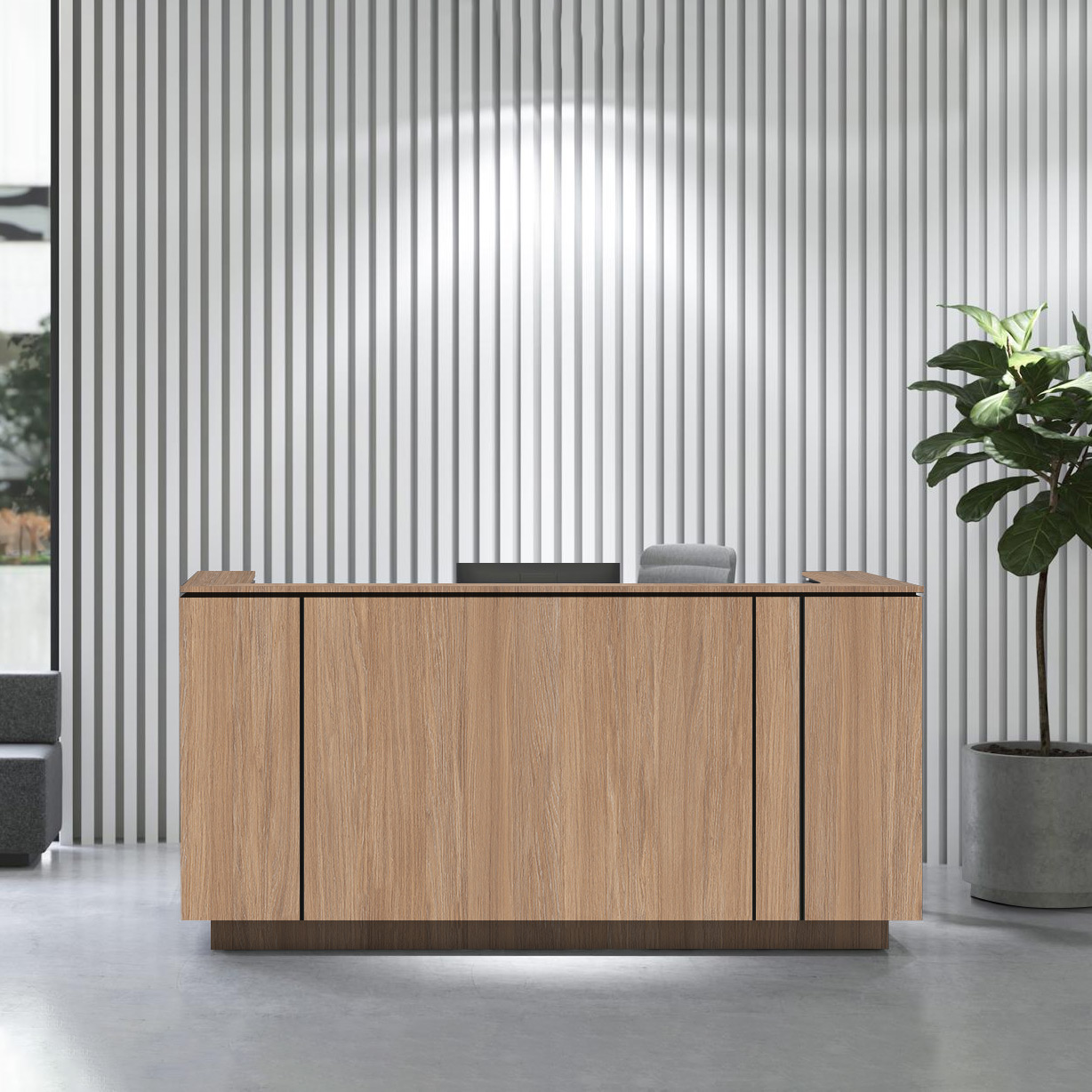 ICE reception desk | 2204 x 1022 mm, amber oak - 10 Main Image