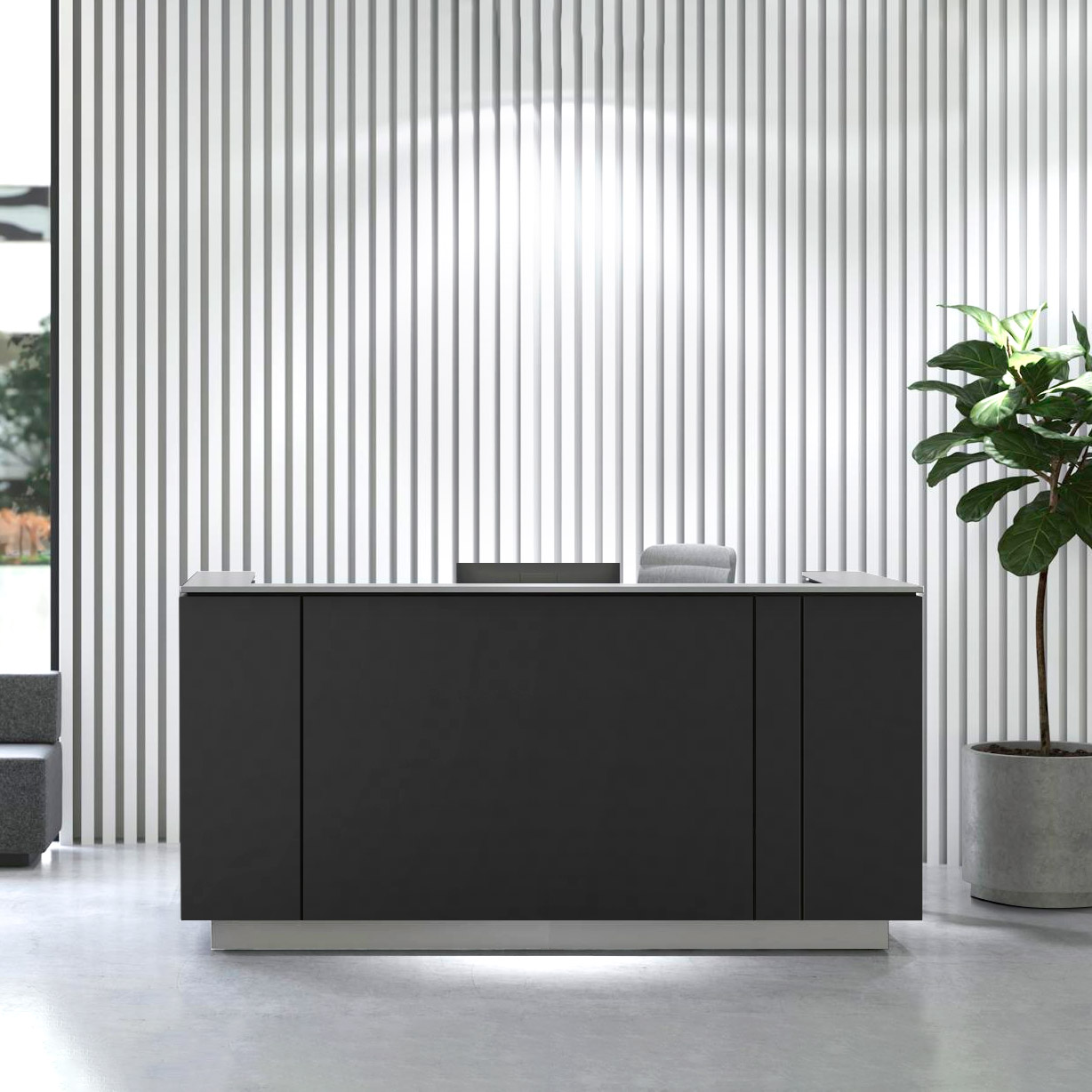 ICE reception desk | 2204 x 1022 mm, anthracite - 10 Main Image