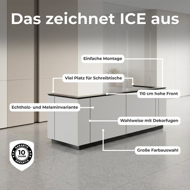 ICE Empfangstheke | 2204 x 1022 mm, Anthrazit