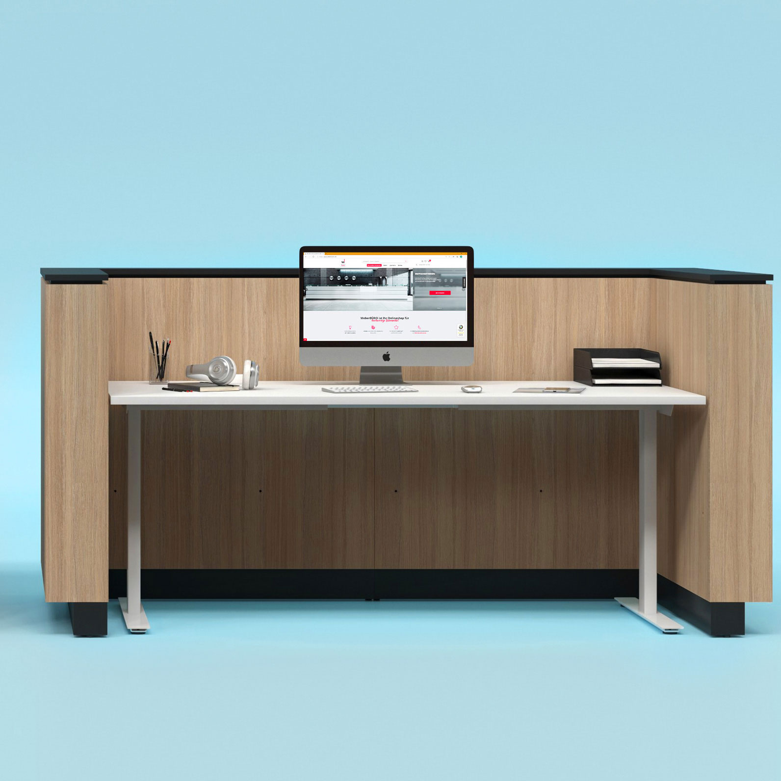 ICE reception desk | 2204 x 1022 mm, pearl gray - 11 Main Image