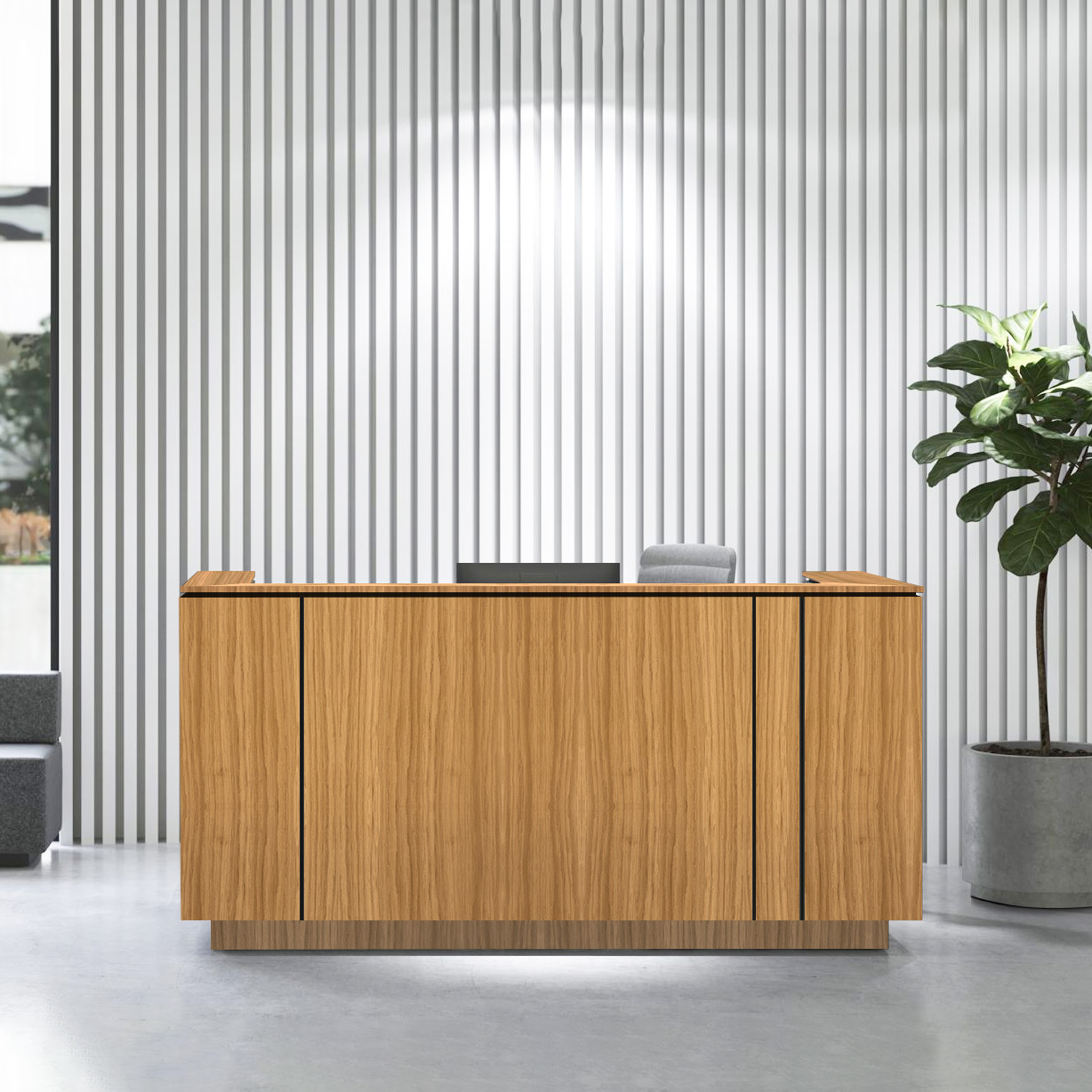 ICE reception desk | 2204 x 1022 mm, oak veneer - 1 Main Image