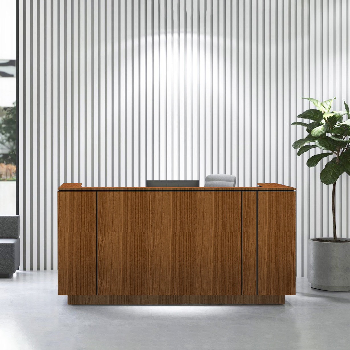 ICE reception desk | 2204 x 1022 mm, walnut veneer - 9 Main Image
