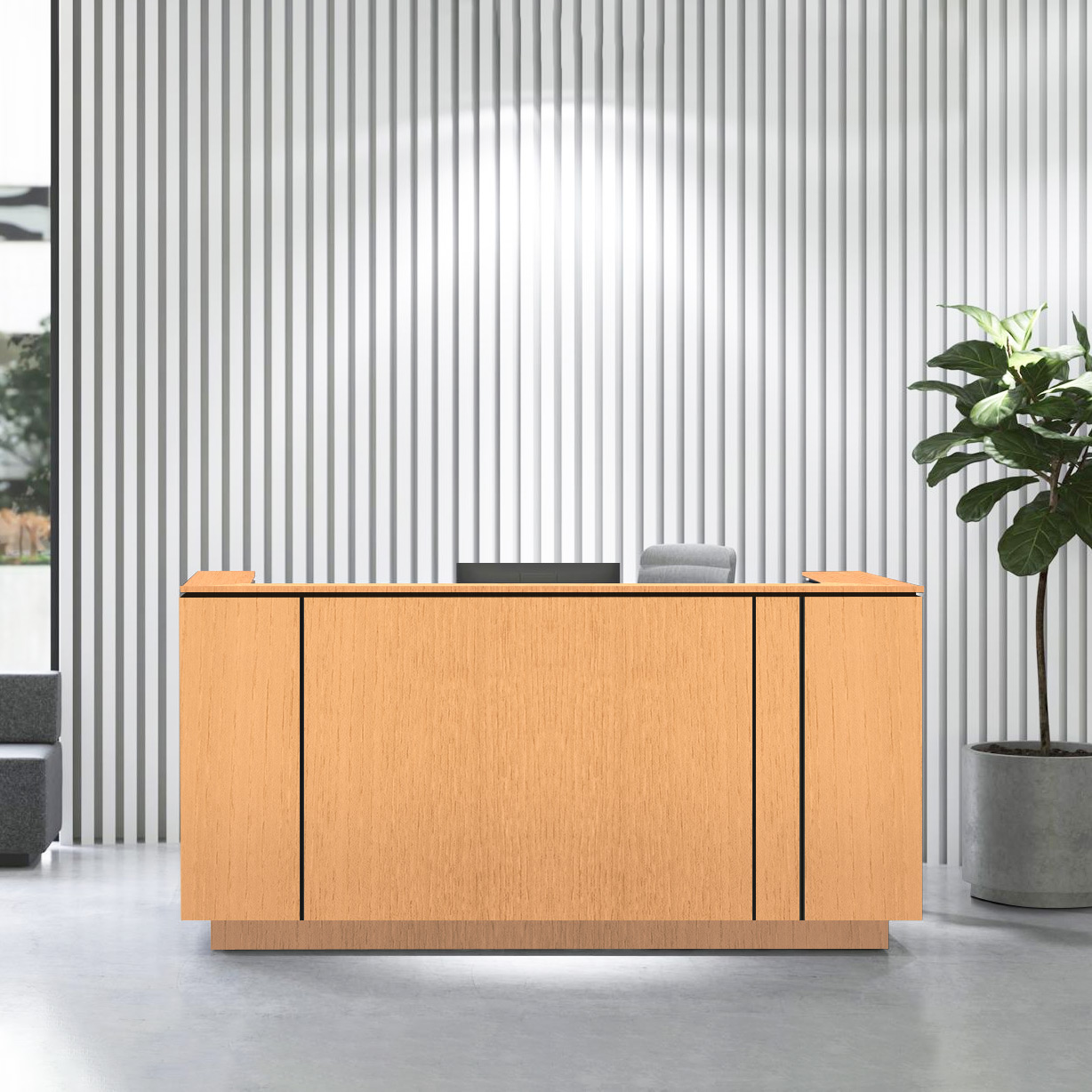 ICE reception desk | 2204 x 1022 mm, ash veneer - 1 Main Image
