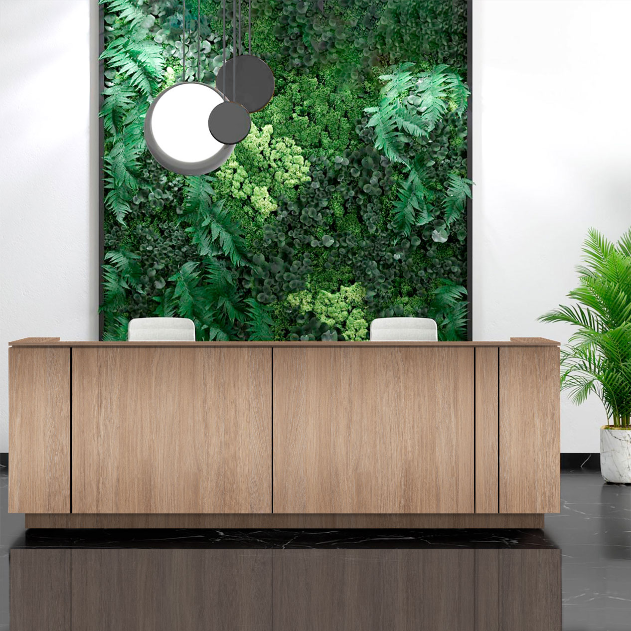 ICE reception desk | 3214 x 1022 mm, amber oak - 10 Main Image