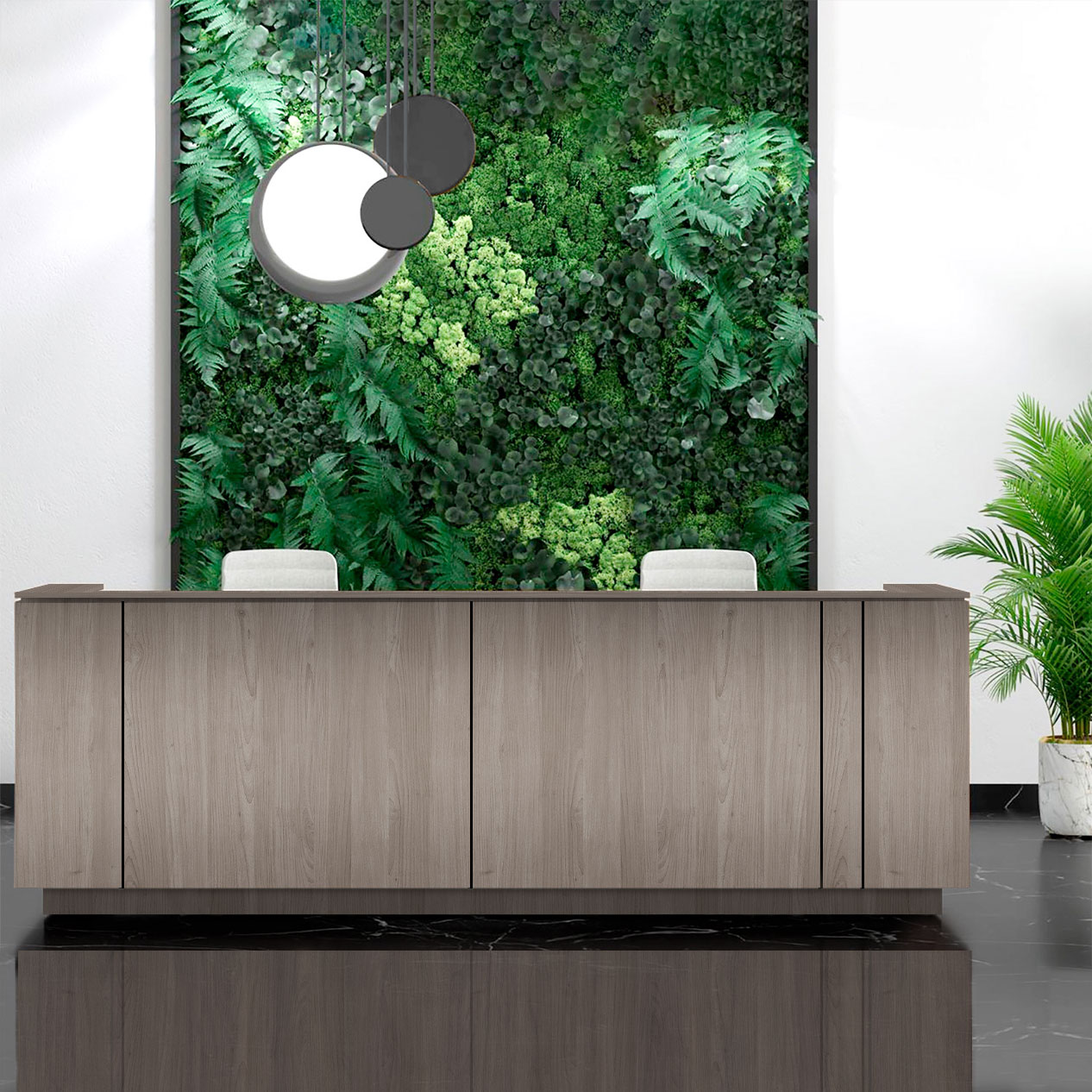 ICE reception desk | 3214 x 1022 mm, gray northern oak - 10 Main Image