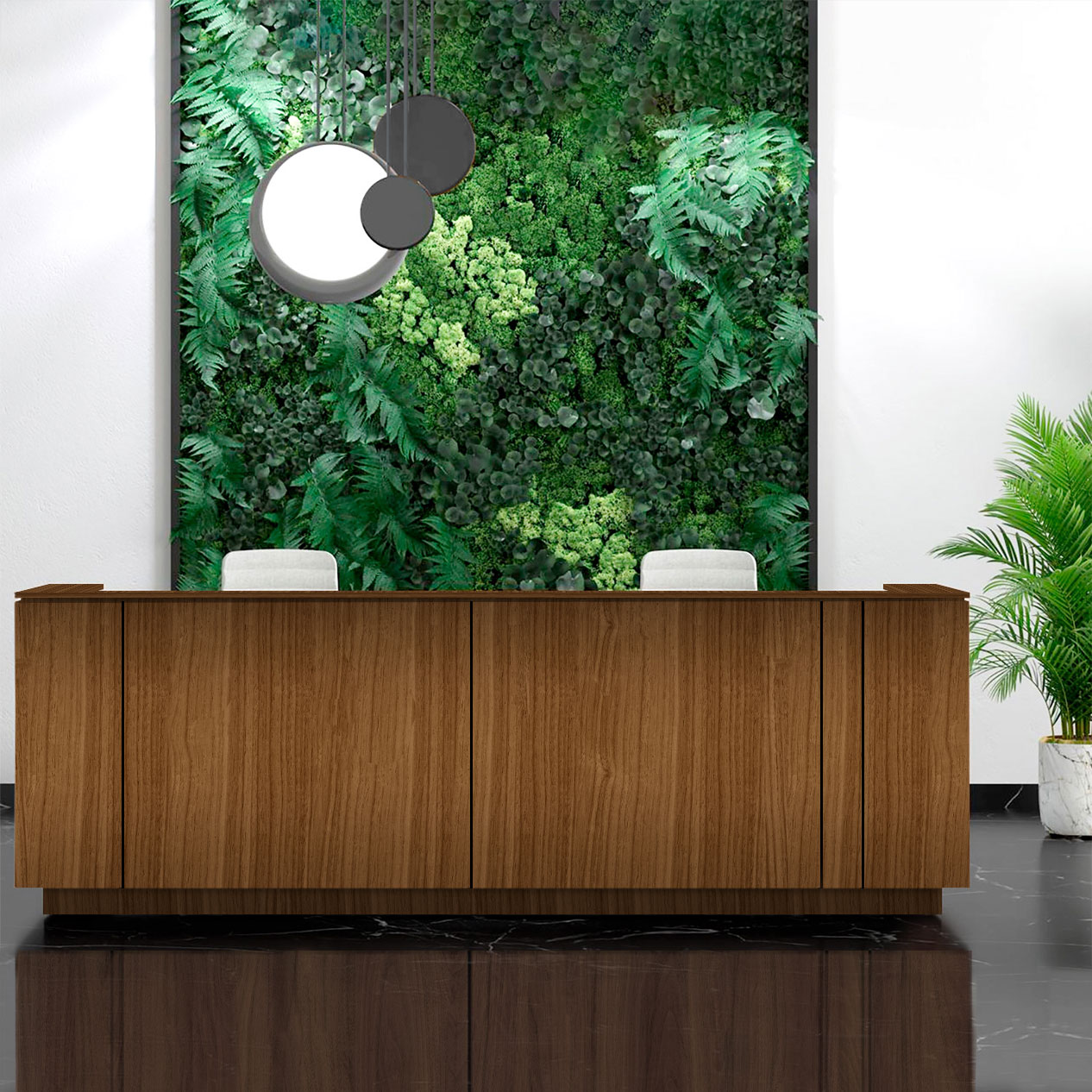 ICE reception desk | 3214 x 1022 mm, walnut veneer - 12 Main Image