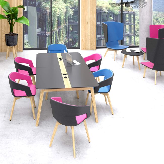 TWIST&SIT Lounge-Sessel | Massivholz-Gestell, Wollbezug SYNERGY