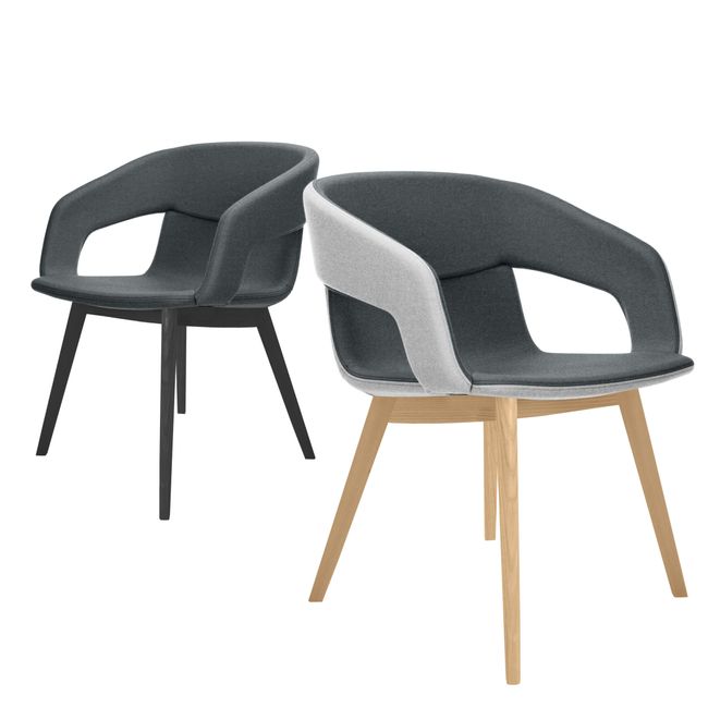 TWIST&SIT Lounge-Sessel | Massivholz-Gestell, Wollbezug SYNERGY