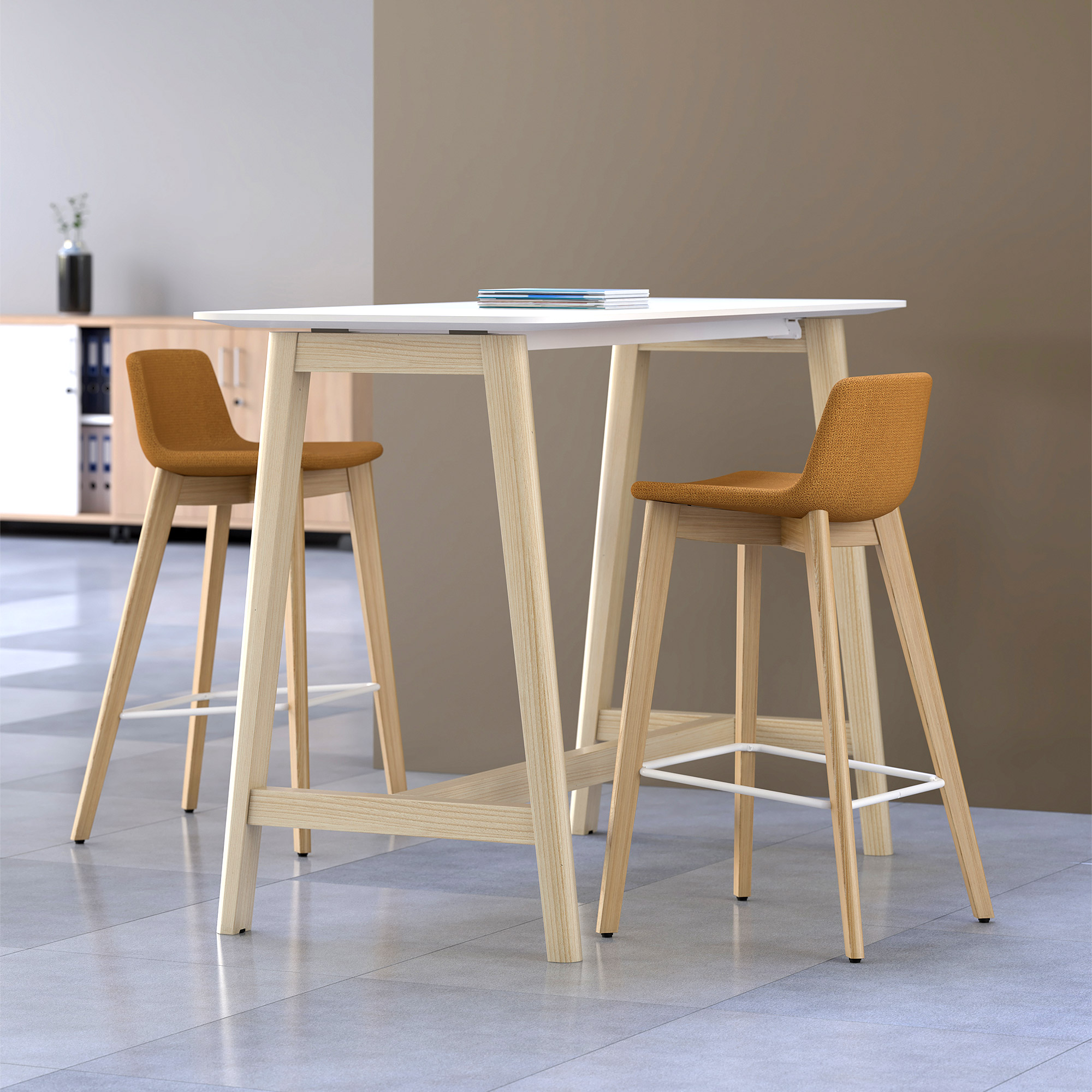 TWIST&SIT bar stool | Solid wood frame, 635 mm seat height, wool cover SYNERGY - 3 Main Image