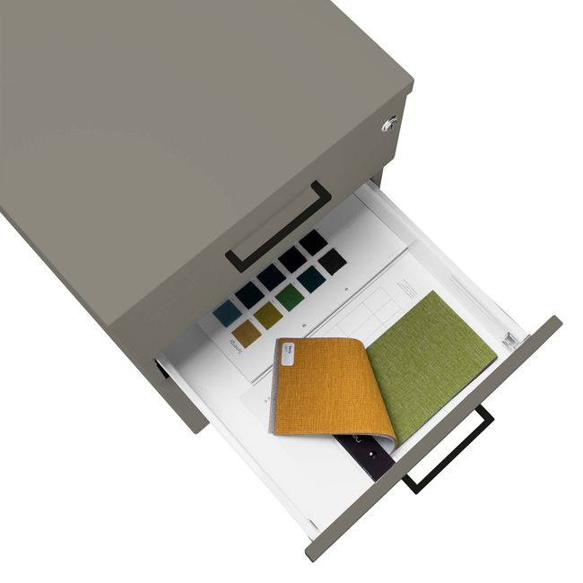 OPTIMA Rollcontainer | 3 Schubladen + 1 Kleinteilefach, 600 mm tief, Cubanitgrau