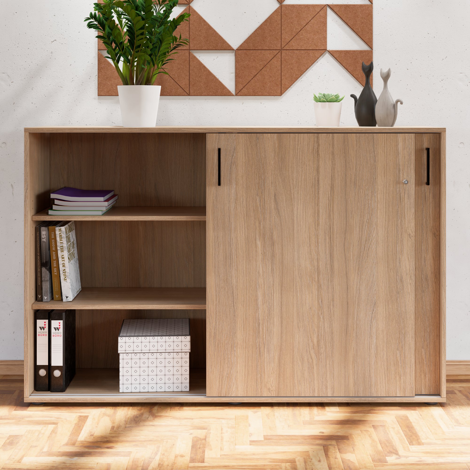 NOVA Armoire de porte coulissante | 3 oh, 1640 x 1085 mm, chêne ambre - 3 Main Image
