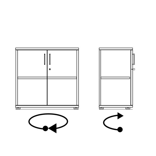 UNI Flügeltürenschrank | 2 OH, 800 x 777 mm, Bernsteineiche