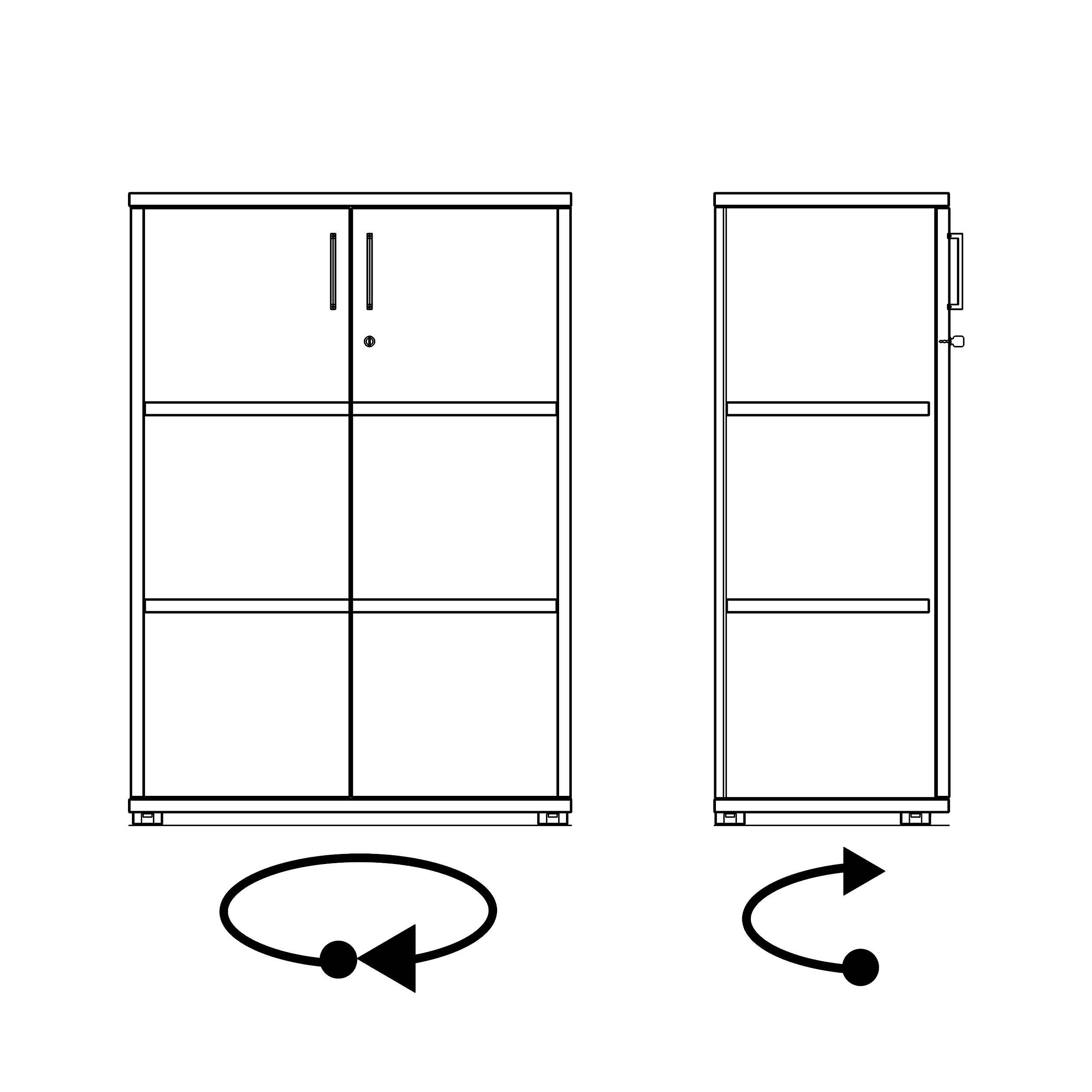 UNI double door wardrobe | 3 OH, 800 x 1143 mm, amber oak - 12 Main Image