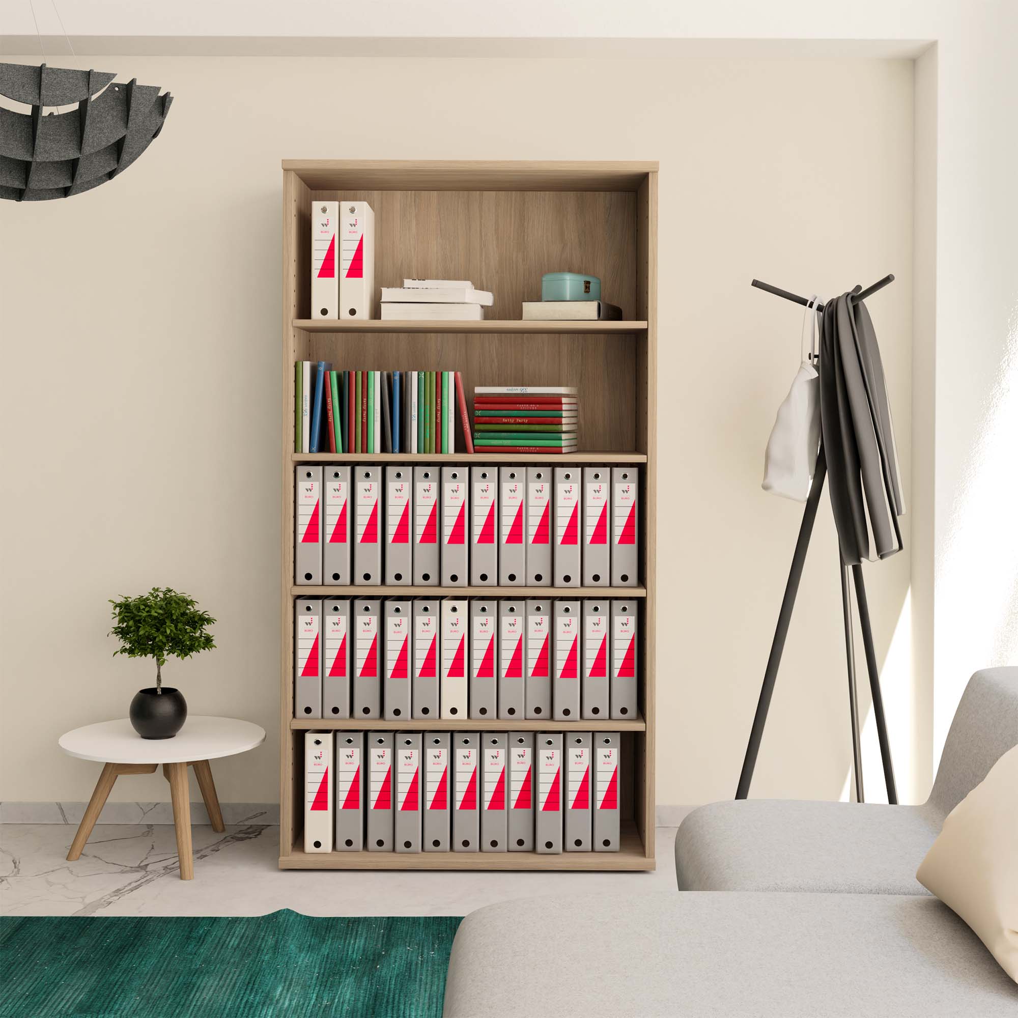 UNI shelving unit | 5 OH, 1000 x 1897 mm, amber oak - 1 Main Image