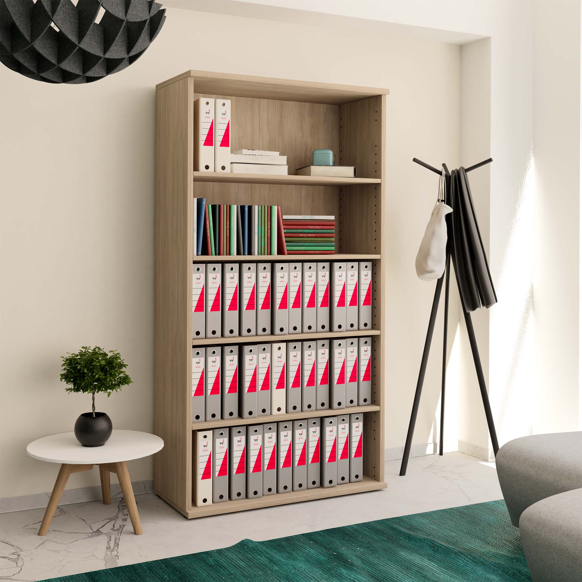 UNI shelving unit | 5 OH, 1000 x 1897 mm, amber oak - 2 Main Image