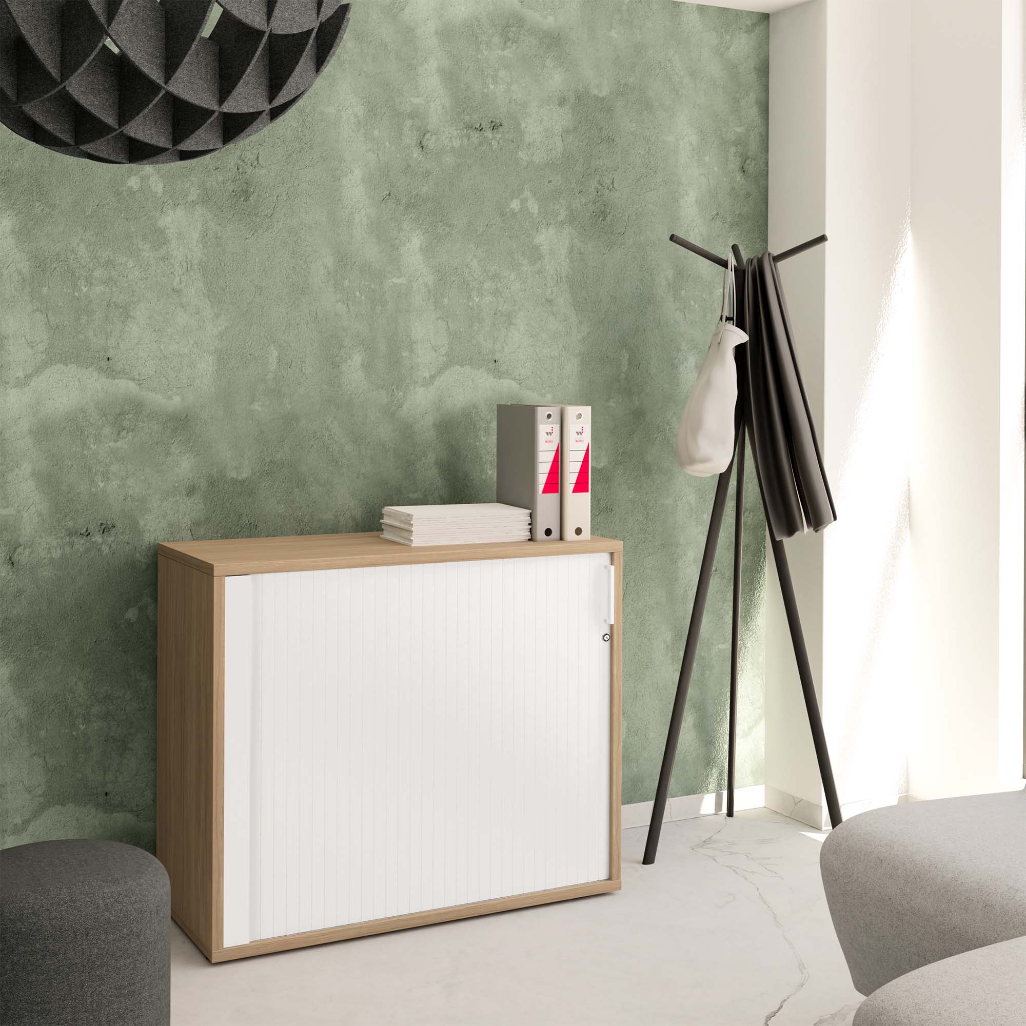 UNI Querroll store cabinet | 2 Oh, 1000 x 777 mm, amber oak / white - 1 Main Image