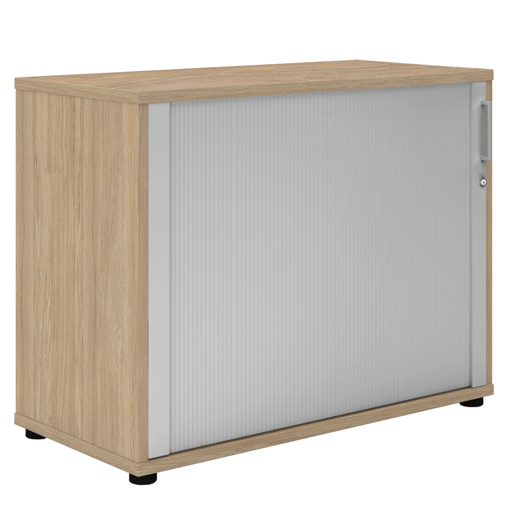 UNI horizontal roller shutter cabinet | 2 OH, 1000 x 777 mm, amber oak / silver - 2 Main Image