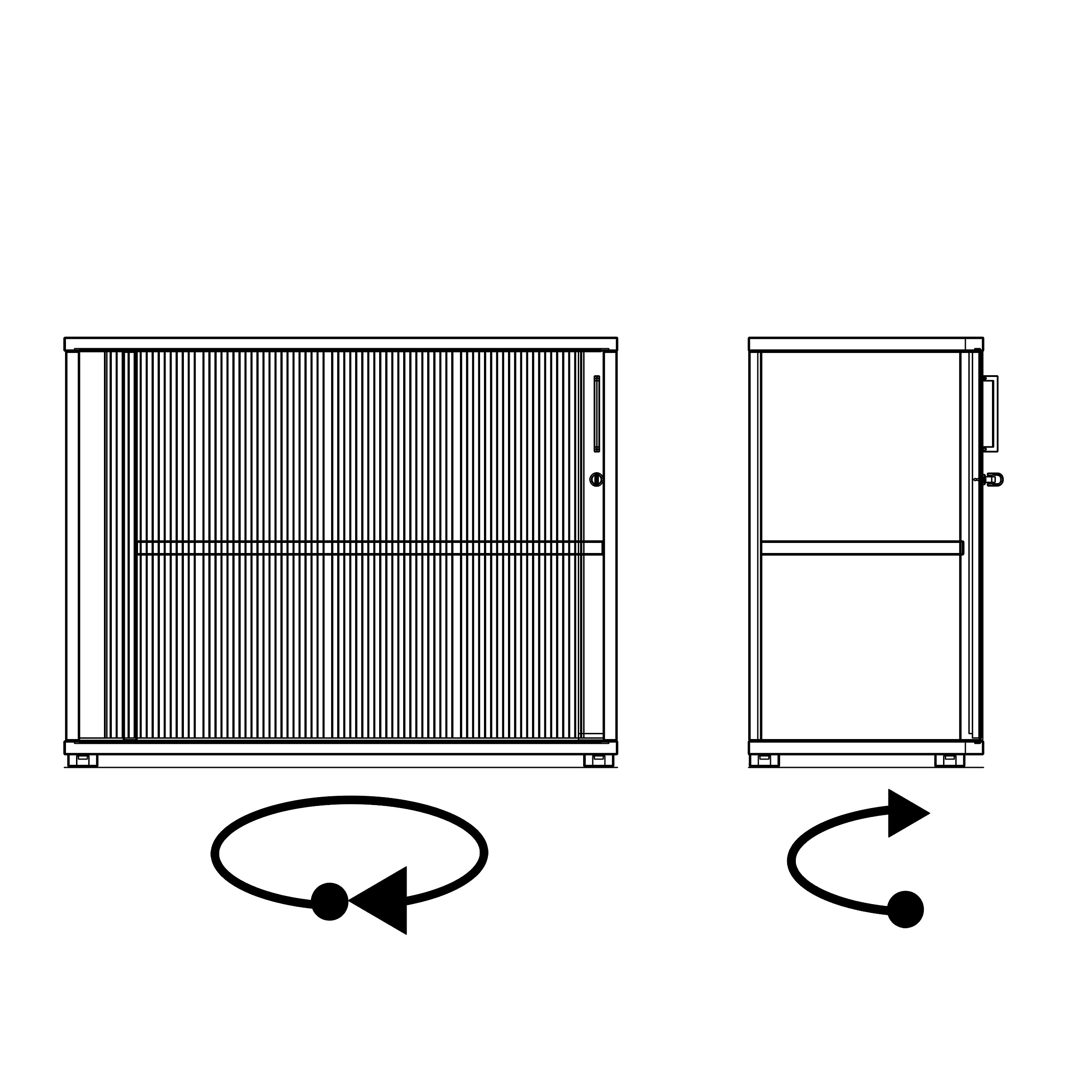 UNI horizontal roller shutter cabinet | 2 OH, 1000 x 777 mm, amber oak / silver - 10 Main Image