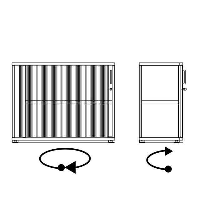 UNI Querrollladenschrank | 2 OH, 1000 x 777 mm, Bernsteineiche / Silber