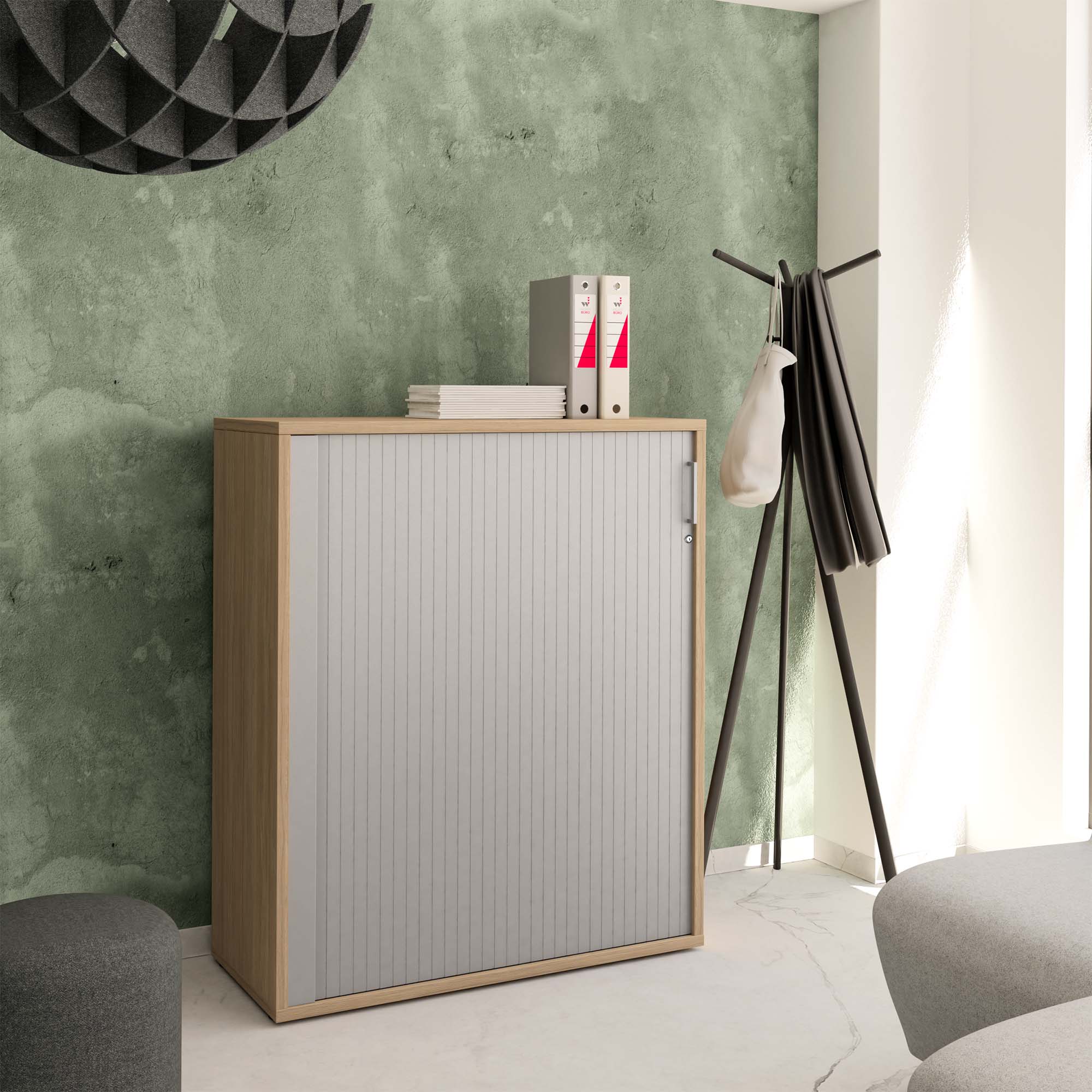 UNI Cabinet des magasins de queserroll | 3 oh, 1000 x 1143 mm, chêne ambre / gris argenté - 1 Main Image