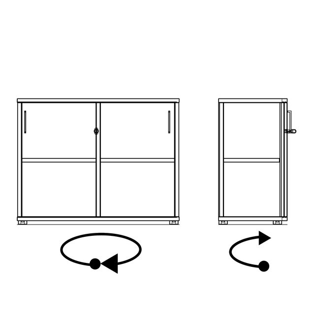 UNI Schiebetürenschrank | 2 OH, 1000 x 777 mm, Bernsteineiche