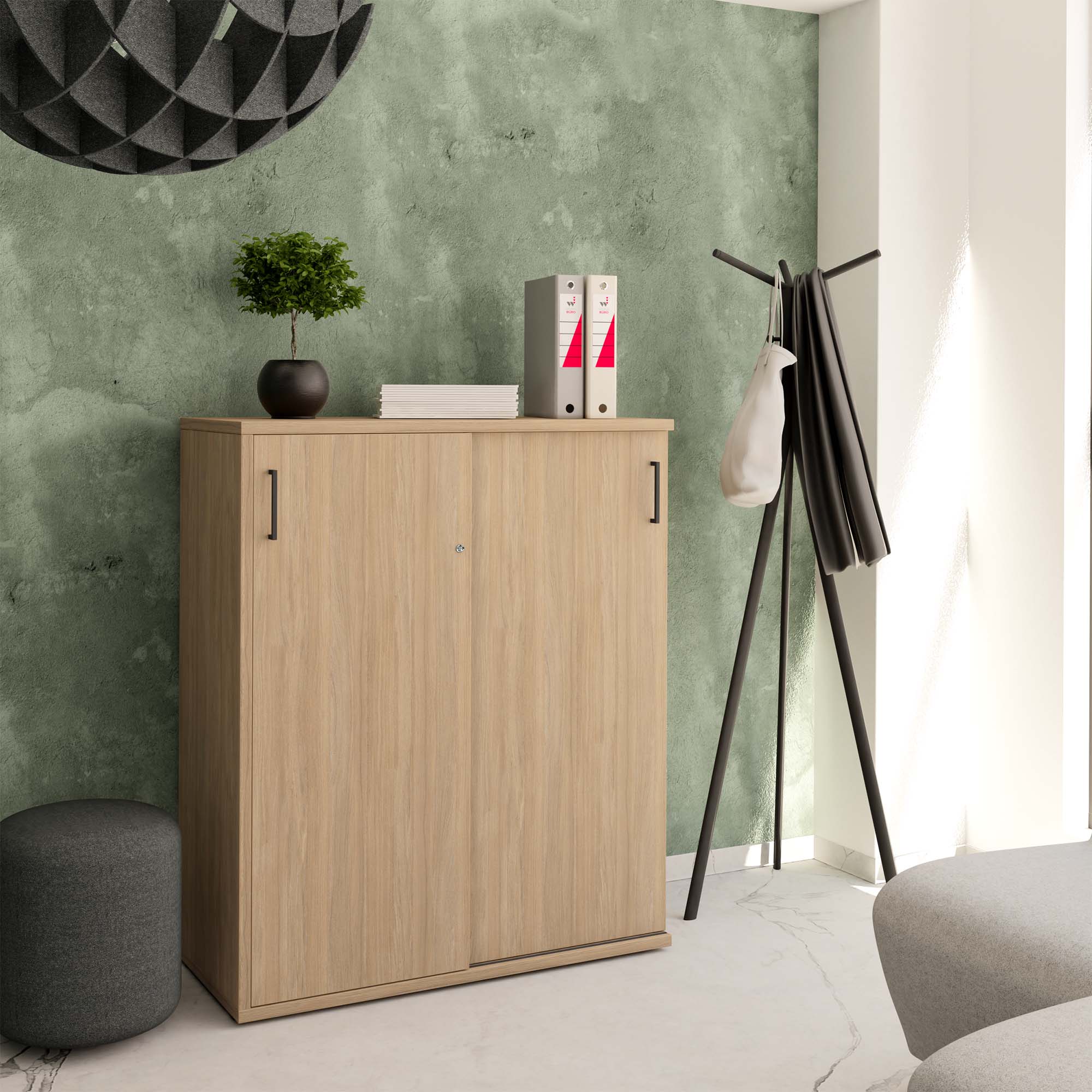 UNI Armoire de porte coulissante | 3 oh, 1000 x 1143 mm, chêne ambre - 1 Main Image